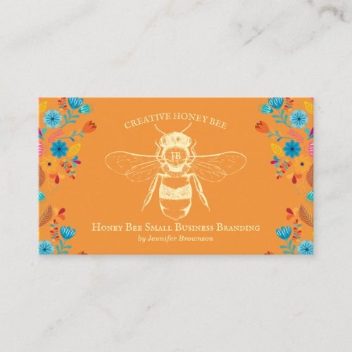 Orange Rustic Style Honey Bee Apiary Farm Business Card