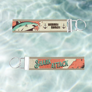 Orange Rustic Sunset Shark Attack Wrist Keychain