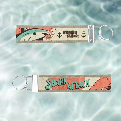 Orange Rustic Sunset Shark Attack Wrist Keychain