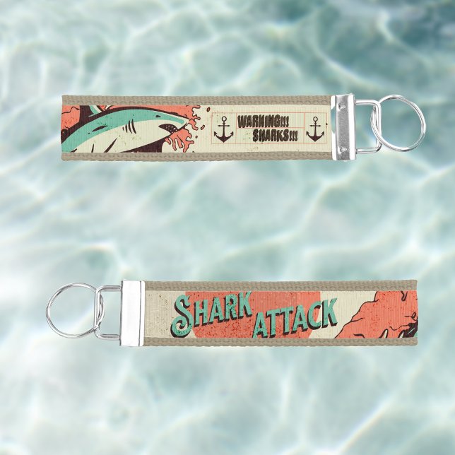 Orange Rustic Sunset Shark Attack Wrist Keychain (Creator Uploaded)