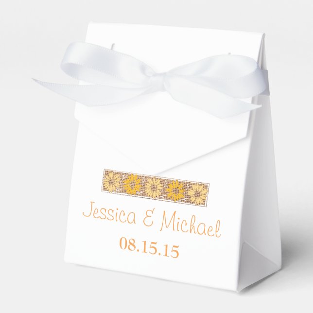 Orange Rustic Wildflower Favor Box (Front Side)