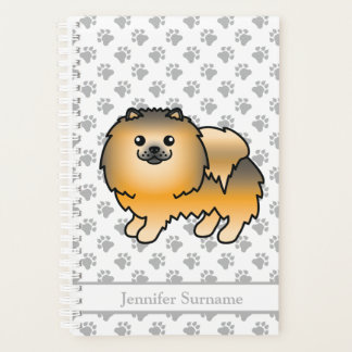 Orange Sable Pomeranian Cartoon Dog &amp; Custom Text Planner