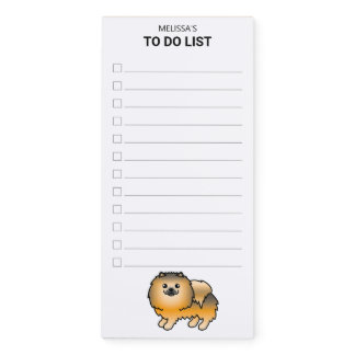 Orange Sable Pomeranian Cartoon Dog To Do List Magnetic Notepad