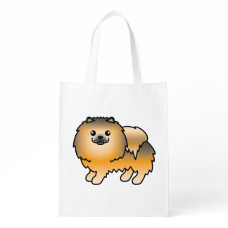 Orange Sable Pomeranian Cute Cartoon Dog Grocery Bag