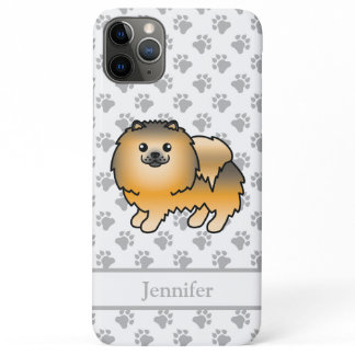 Orange Sable Pomeranian Cute Cartoon Dog &amp; Name iPhone 11 Pro Max Case