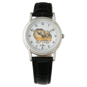 Orange Sable Pomeranian Cute Cartoon Dog & Name Watch