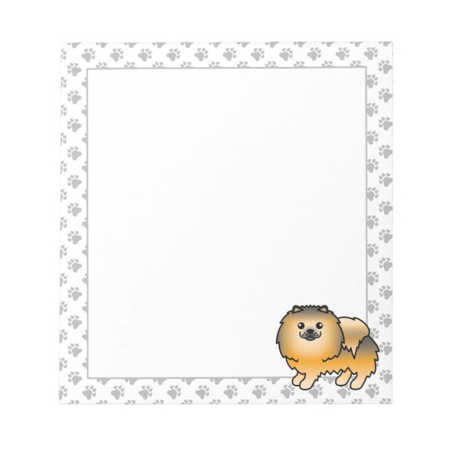 Orange Sable Pomeranian Cute Cartoon Dog Notepad (Front)