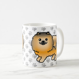 Orange Sable Pomeranian Cute Cartoon Dog &amp; Paws Coffee Mug