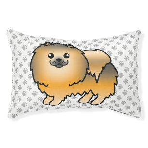 Orange Sable Pomeranian Cute Cartoon Dog & Paws Pet Bed