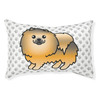 Orange Sable Pomeranian Cute Cartoon Dog &amp; Paws Pet Bed