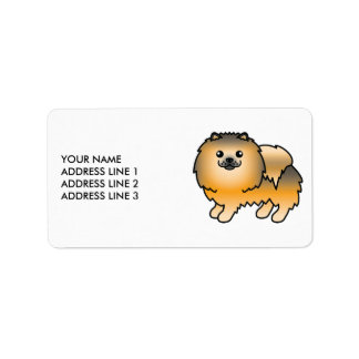 Orange Sable Pomeranian Cute Cartoon Dog &amp; Text Label