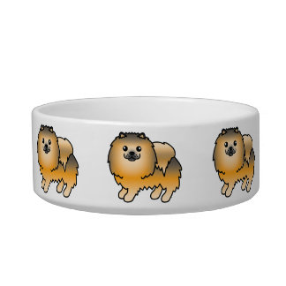Orange Sable Pomeranian Cute Cartoon Dogs Bowl
