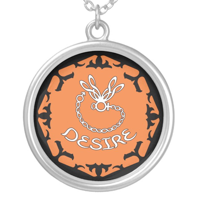 Orange Sacral Chakra "Desire" Dragonfly Silver Plated Necklace (Front)