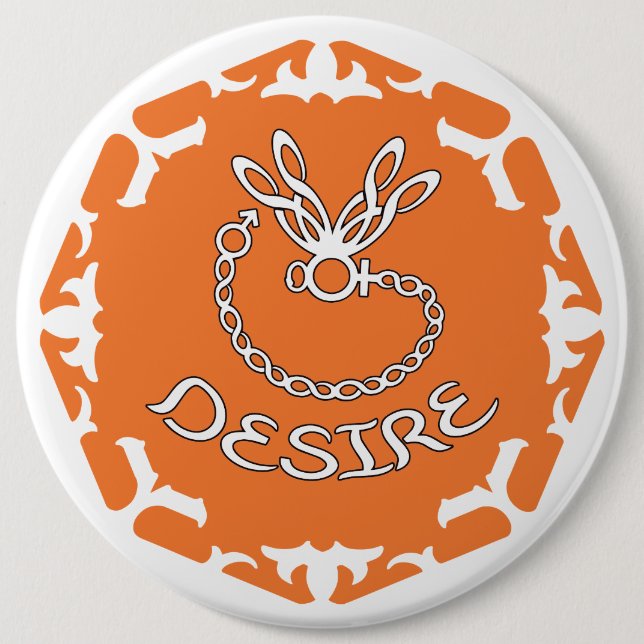 Orange Sacral Chakra "Desire" Dragonfly White BG Button (Front)