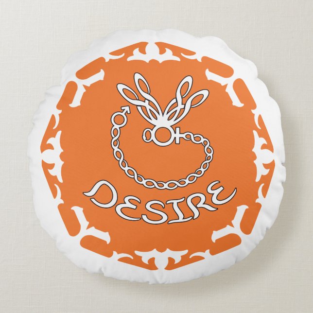 Orange Sacral Chakra "Desire" Dragonfly White BG Round Pillow (Front)
