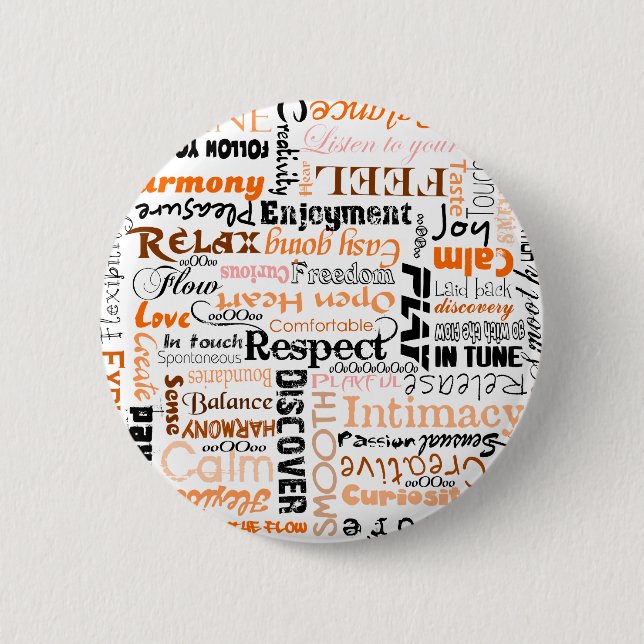 Orange Sacral Chakra Positive Affirmations Pinback Button (Front)