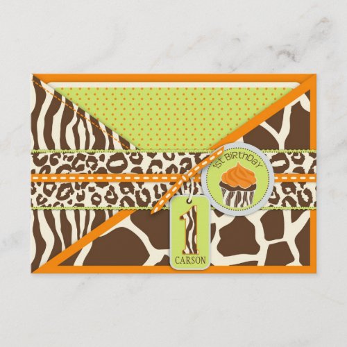 Orange Safari &amp; Cupcake First Birthday Enclosure Announcement