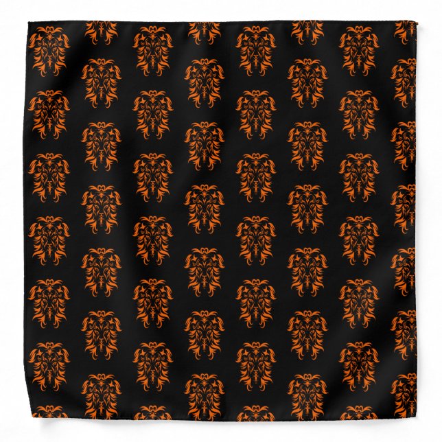 Orange Safari Lion Head Tribal Art Bandana (Front)