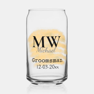 Orange sage green groomsman add name letter date b can glass