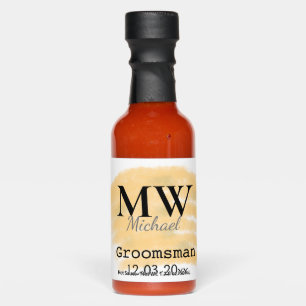 Orange sage green groomsman add name letter date b hot sauces