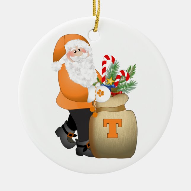 Orange Santa Ceramic Ornament (Front)