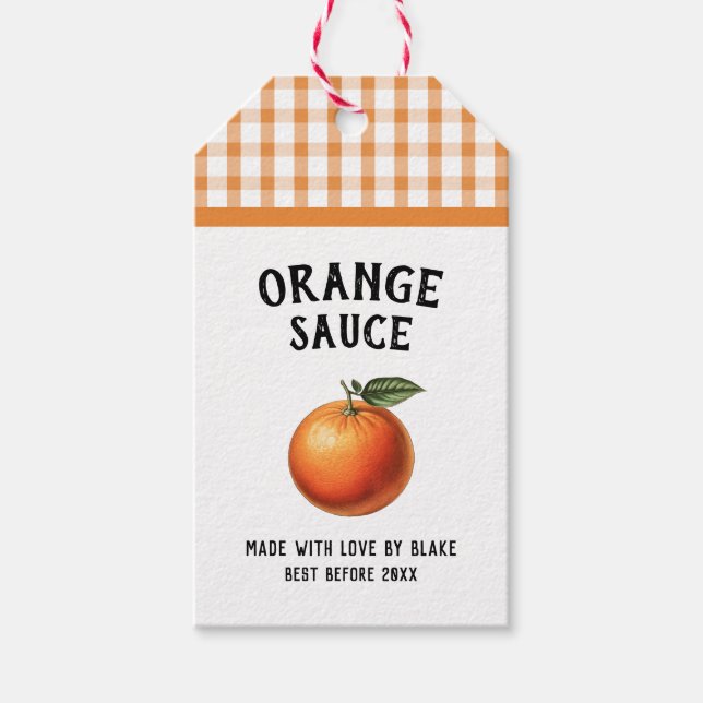 Orange sauce Preserve Label checkered pattern (Front)