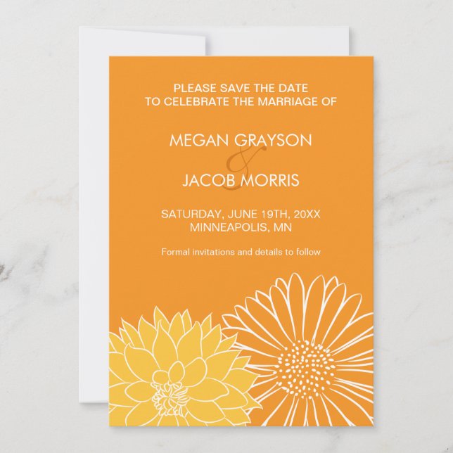 Orange Save the Date Invitation (Front)