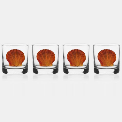Orange Scallop Shell Seashell Whiskey Glass