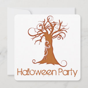 Orange Scary Halloween Tree Party Invitation 1