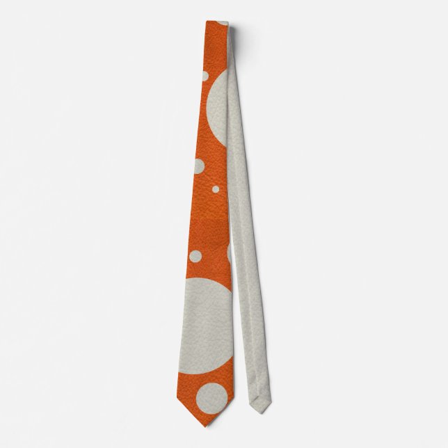 Orange Scattered Spots on Stone Leather print Neck Tie (Front)