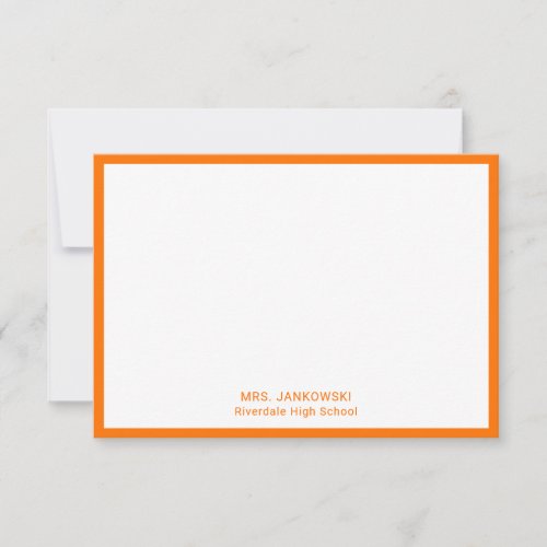 Orange School Colors Teacher Thank You Note Cards