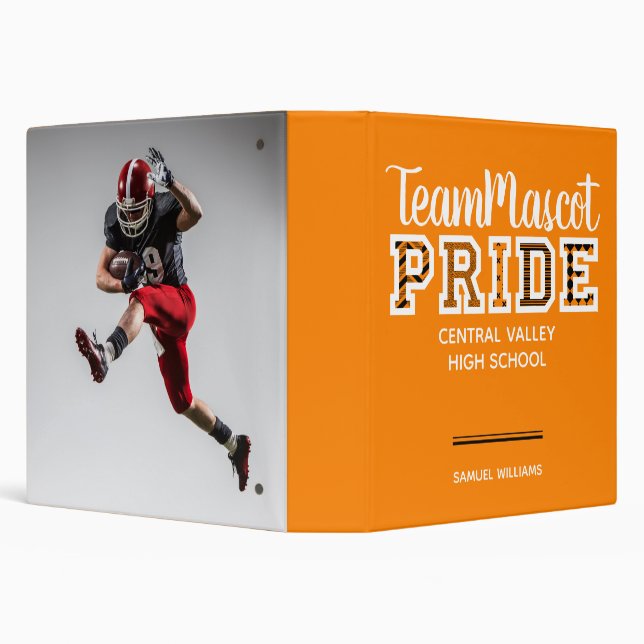 Orange School Pride Mascot Name 3 Ring Binder (Background)
