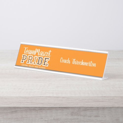 Orange School Pride Mascot Name Desk Name Plate