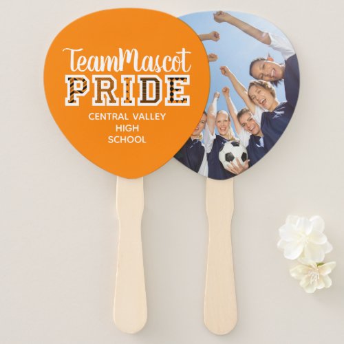 Orange School Pride Mascot Name Hand Fan