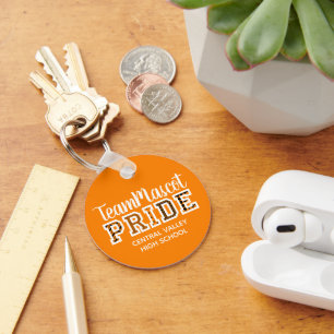 Orange School Pride Mascot Name Keychain