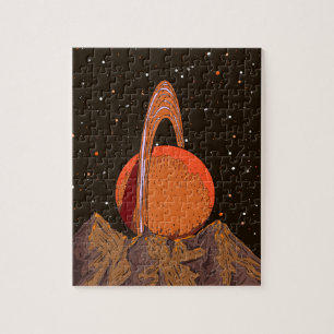 Orange Science fiction Planet Jigsaw Puzzle