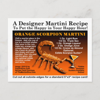 Orange Scorpion Halloween Martini Recipe Postcard