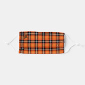 Orange Scotch Plaid Monogram Cloth Face Mask Cover (Front, Folded)
