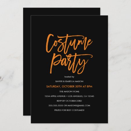 Orange Script Costume Party Invitation