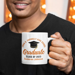 Orange Script Graduate Custom Graduation Gift Coffee Mug