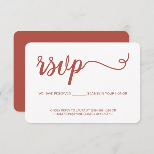 Orange Script RSVP without mailing Reserved Seat