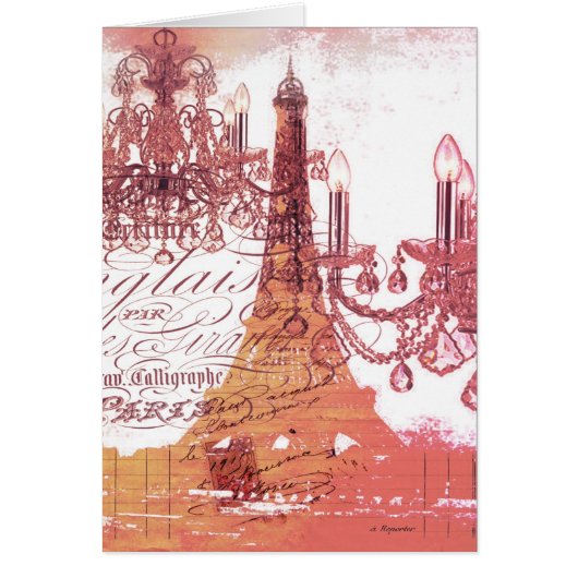 orange scripts chandelier paris eiffel tower cards (Front)