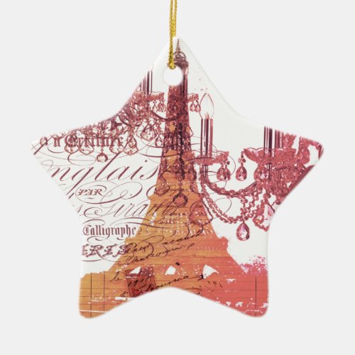 orange scripts chandelier paris eiffel tower ceramic ornament