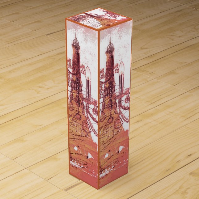 orange scripts chandelier paris eiffel tower wine gift box (Front)