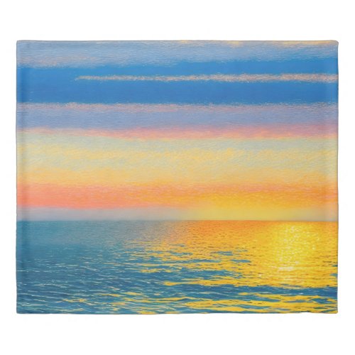 Orange Sea Sunset Duvet Cover