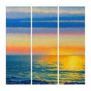 Orange Sea Sunset Triptych