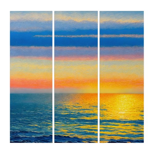 Orange Sea Sunset Triptych