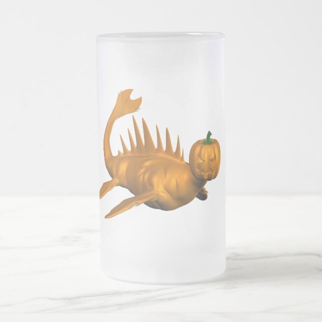 Orange Seadragon Frosted Glass Beer Mug (Center)