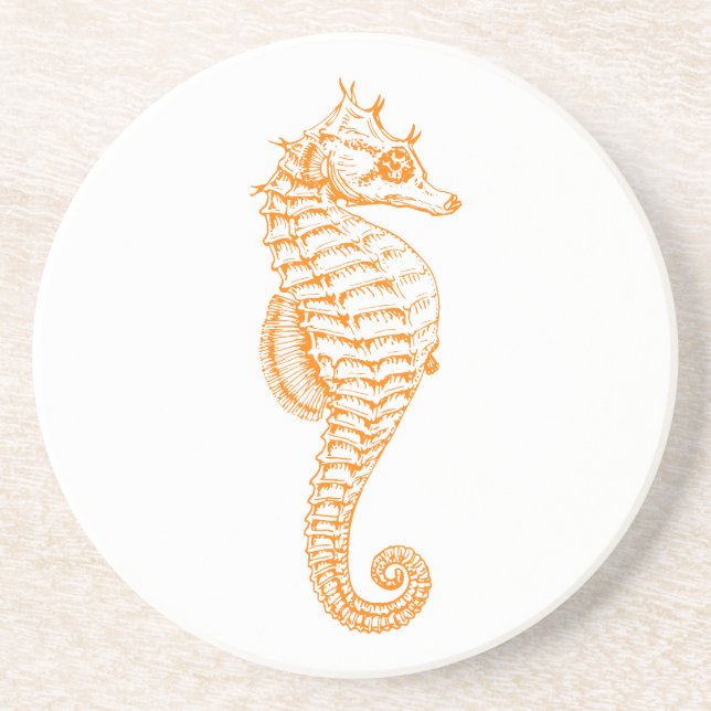 Orange Seahorse Drink Coaster (Front)