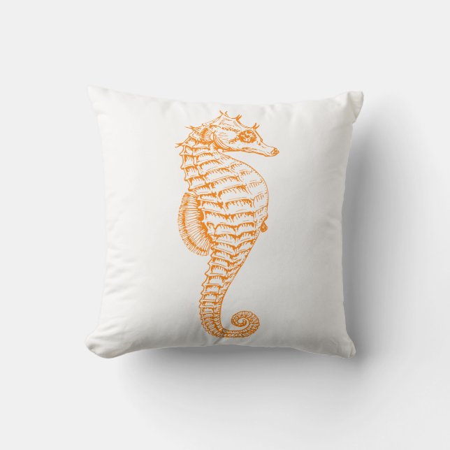 Orange Seahorse Pillow (Front)
